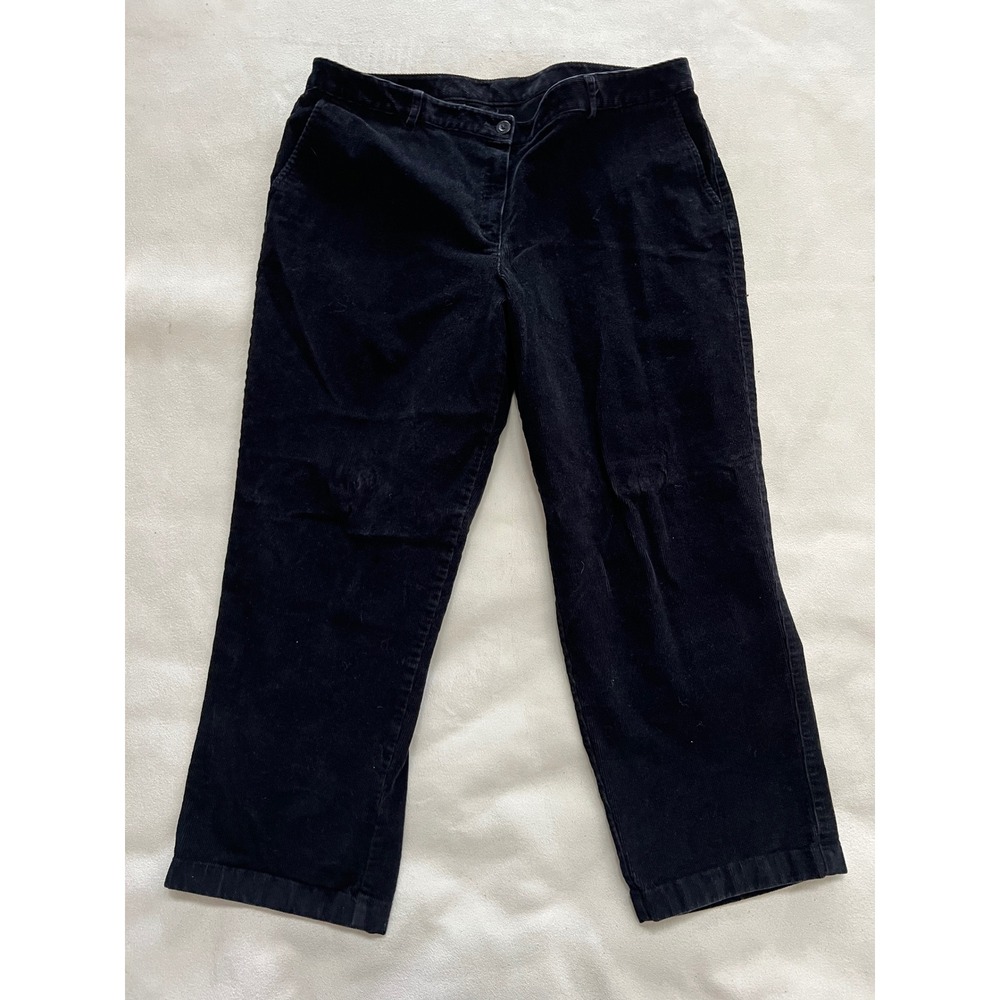 LL Bean Womens Corduroy Pants Favorite Fit Black Size 18 Petite